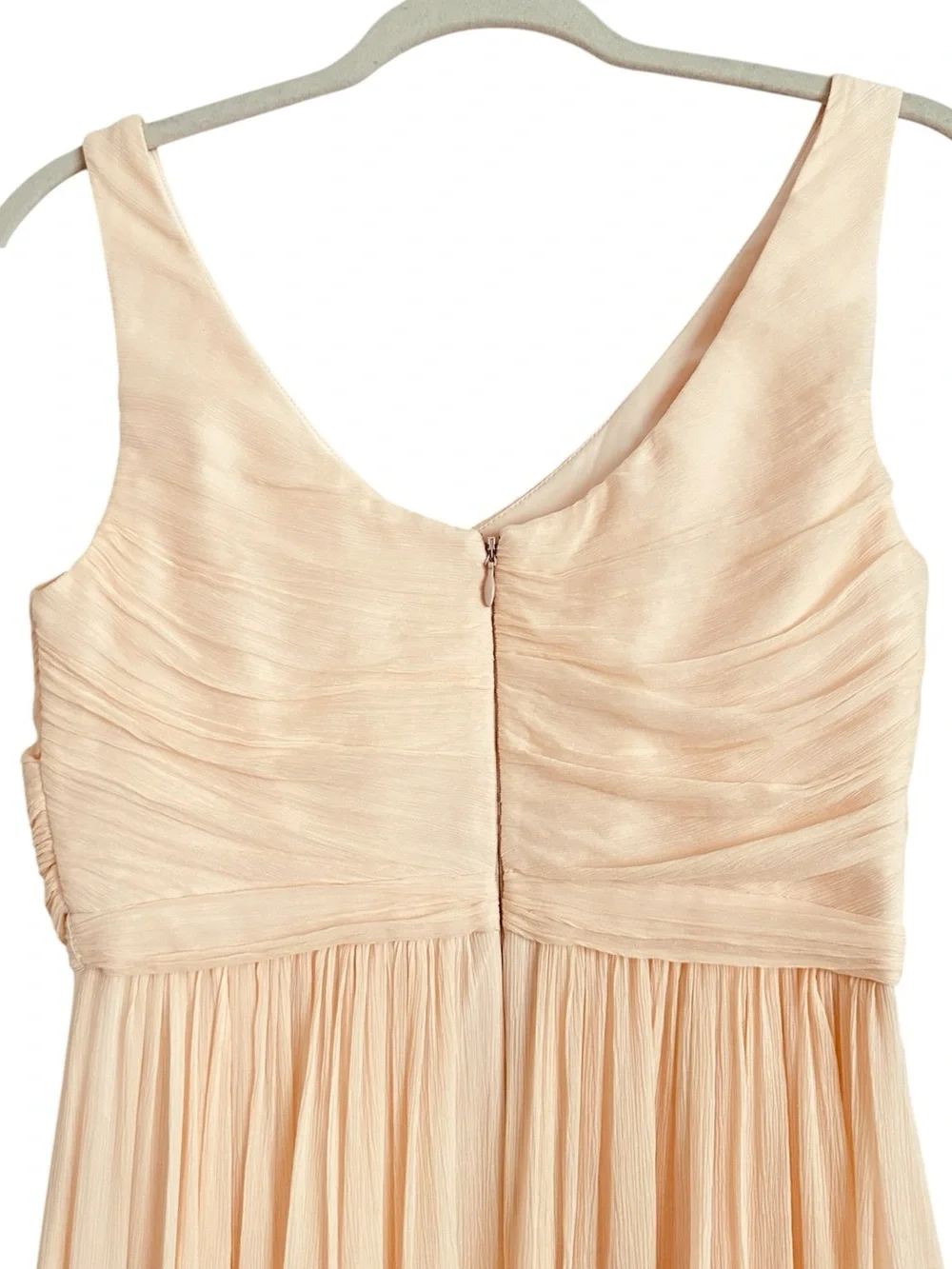 J.Crew 100% Silk Crinkle Chiffon Maxi Dress Peach Bridesmaid Wedding Size 2